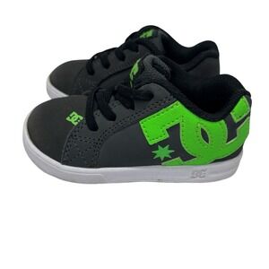 DC Court Graffik Toddler Shoes Size 6 Gray Green Low Top Elastic Kids Skate